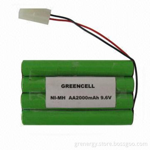 AA NiMH Battery Pack with 2,000mAh Nominal Capacity and 9.6V Nominal Voltage